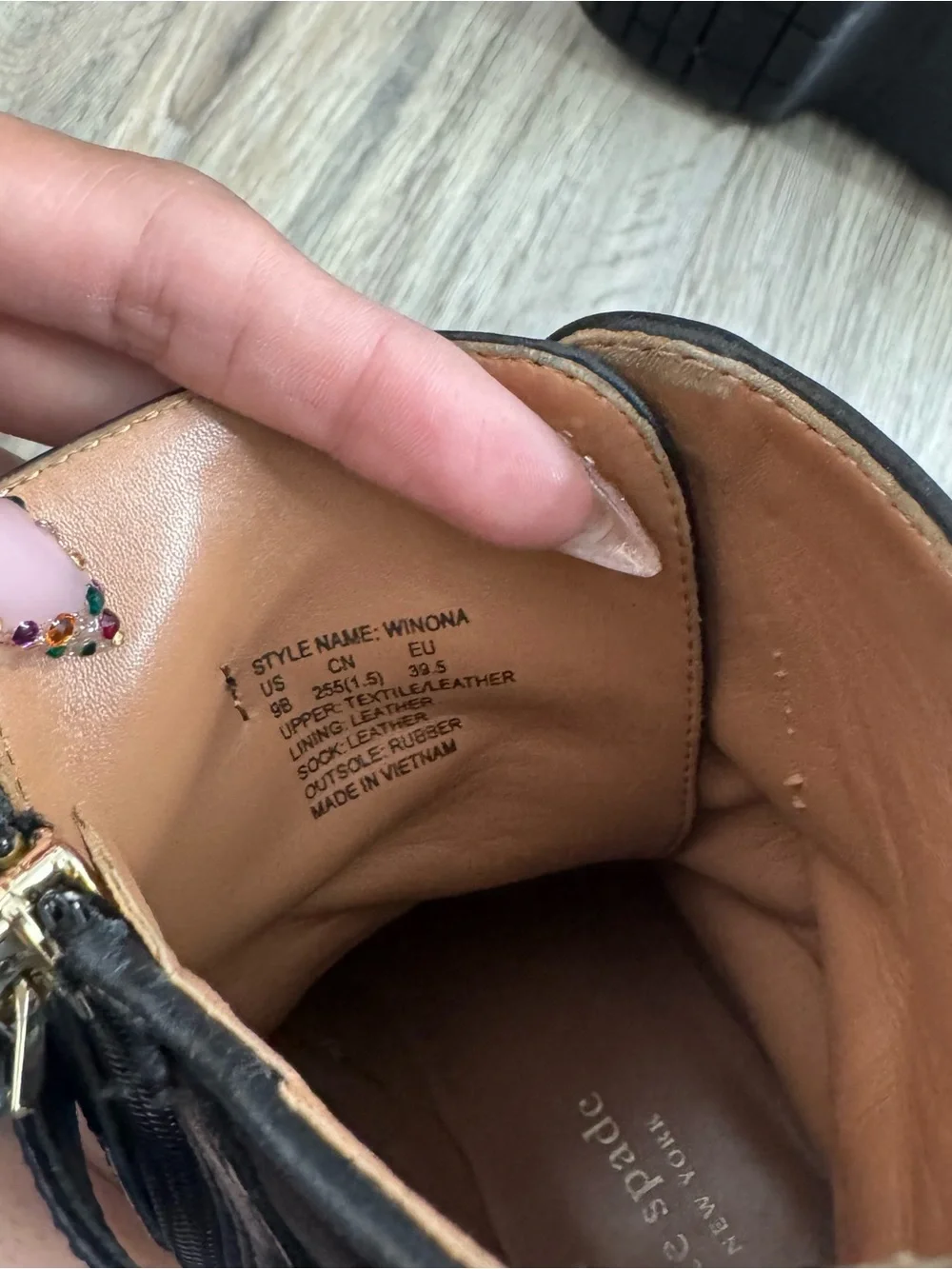 kate spade black and tan leather ankle boot